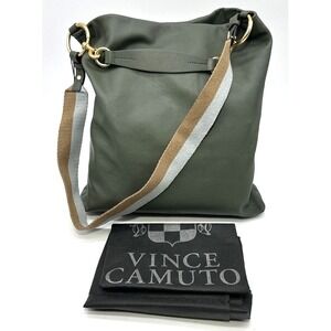 Vince Camuto Pebbled Leather Valda Tote Fig Leaf Dust Bag